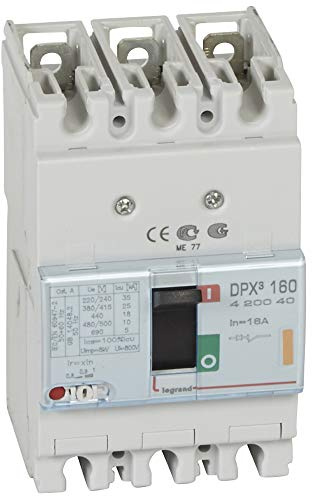 Legrand 420040 Disjoncteur Magnétothermique DPX³160, Pouvoir de Coupure 25kA 400V~, 3P, 16A