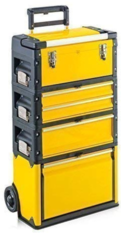 Kunststoff/Metall Trolley 4 Module / 5 Fächer - Alu-Griff - gelb