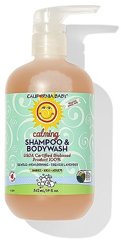 California Baby Calming Baby Shampoo + Baby Wash | 100% Plant-Based | Lavender Body Wash For Sensitive Skin | Hypoallergenic | 562 mL / 19 oz.