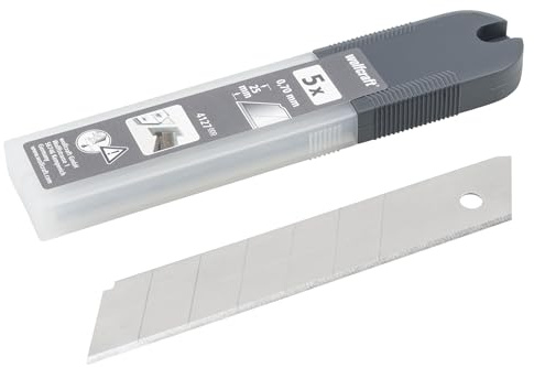wolfcraft 5 professional snap-off blades, 25 mm I 4127000 I Accessories for snap-off blade knives I sharpened on both sides I 7 snap-off segments I HCS in professional quality