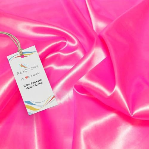 TOLKO 1m Glanz Satin Stoff Meterware als Modestoff Dekostoff Kostümstoff Gardinenstoff Vorhangstoff Hochzeitsstoff | Glitzer Satinstoffe zum Nähen Dekorieren | Nähstoffe 150cm breit (Pink)