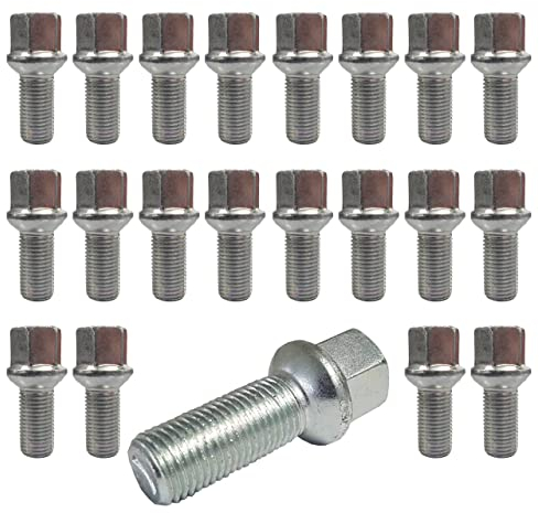20 Radschrauben Radbolzen Kugelbund silber M14 x 1,5 27mm R13 kompatibel mit Audi, VW, Seat, Skoda