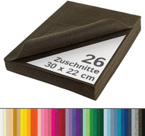 The Felt Store - Bastelfilz Filzzuschnitte in braun aus synthetischem Filz 26 Stück