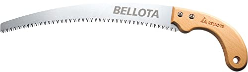 Bellota 4587-13 - Scie d'Elagage à Dents Japonaises - Lame Incurvée et Manche en bois avec Protège-main - Comprend un Etui Renforcé