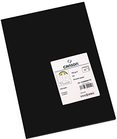 Canson 200040179 Iris Vivaldi glattes, farbiges Papier, A4, schwarz 38