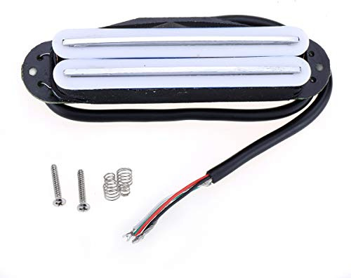 Musiclily Hot Rails Blade Humbucker Pickup Single Coil Storlek för Strat/Tele Elgitarr, Vit Kropp med Krom Rail