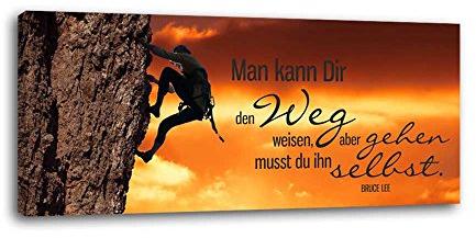 dalinda® XXL-Wandbild Leinwandbild mit Spruch Weg weisen 100x40cm Keilrahmenbild Kunstdruck Wandbild Panorama Leinwandbild LS023
