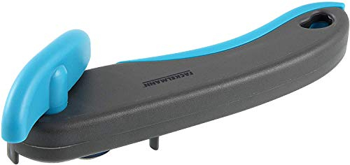 Fackelmann Abrelatas, Práctico Abrelatas Con Parte Funcional De Acero Inoxidable, Abrelatas Universal Con Mango Ergonómico, Apto Para Lavavajillas, Color Blanco y Gris, Cantidad 1 Pieza