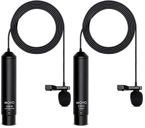 Movo Kit pour Interview LV4 Dual XLR avec Micro-Cravate omnidirectionnels et cardioïdes, Clip et Anti-Vent
