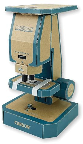 Carson Optigami - Mikroskop zum Selberbauen - Basteln, Forschen, Spaß (OG-100), Schwarz