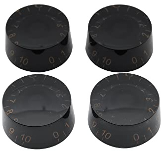 Musiclily Basic Metrisch Gitarre Speed Potiknöpfe Schwarz Gold Zahl4 Stück | 18 Zähne,Volume Tone, für Epi LP SG E-Gitarre