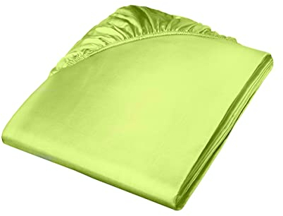 Fleuresse Colours Spannbettlaken, Uni-Mako-Satin, apfelgrün, 100 x 200 cm