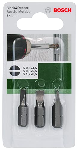 Bosch 2609255963 DIY Schrauberbitset 3-teilig 25 mm, Standard LS 0.6x4.5 (× 1), LS 0.8x5.5 (× 1), LS 1.2x6.5 (× 1)