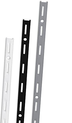 ib style - 10x Wandschiene Single | Einreihiges System mit 50 mm Raster | 5 Abmessungen | Länge 50 cm Weiss | Wandleiste aus Stahl für Regalsysteme