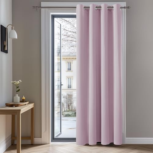 Deconovo Vorhang Blickdicht Ösen Gardinen Kinderzimmer Thermogardine Kälteschutz Ösen, 260x140 cm(HöhexBreite), Hellpink, 1 Stück