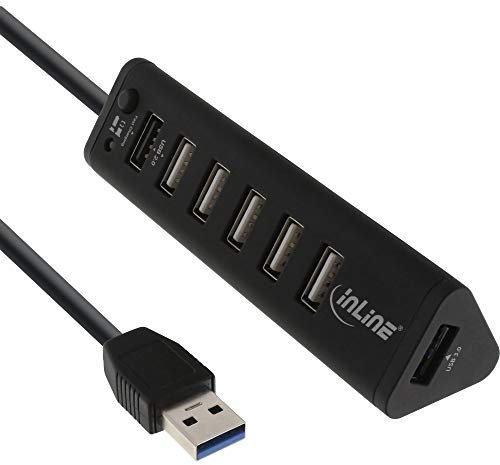 InLine 66763 Smart Hub, 7-way USB 3.0/2.0 Hub with Quick Charge Port