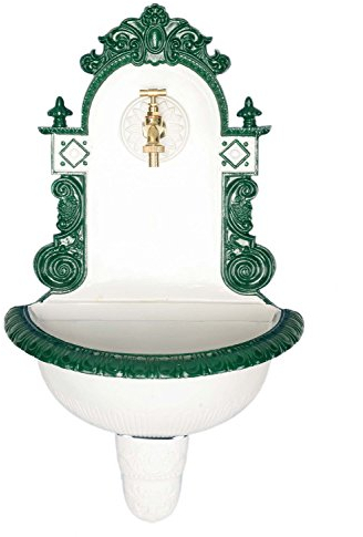 aubaho Nostalgie évier Fontaine Fontaine Murale Fontaine 72cm en Aluminium de Jardin