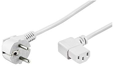 Goobay 93120 IEC-kabel 5 m/90 grader C13 IEC-uttag & säkerhetskontakt/universell PC monitor PC strömkabel C13 vinkelkontakt strömkabel/vit/5 m
