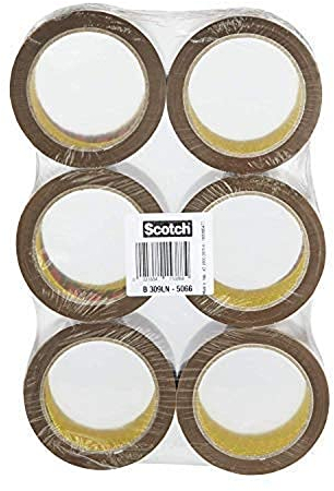 Scotch Verpackungsklebeband, Geräuscharmes Paketklebeband,Paketkband leise, Packband leicht abzurollen, 6 Rollen 50mm x 66 m, Braun, Havana