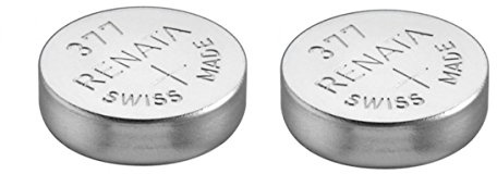 2 x Renata Batteries Silver Oxide Swiss Made 0% Mercurry Long Life (2 x 377 or SR626SW or AG4)