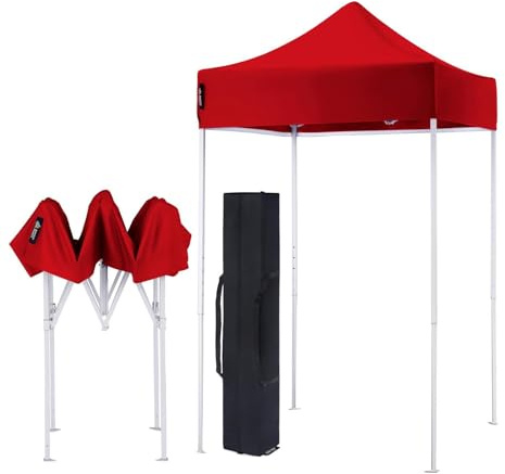 American Phoenix Canopy Tent 5x5 feet Party Tent [White Frame] Gazebo Canopy Commercial Fair Shelter Car Shelter Wedding Party Easy Pop Up (Red)
