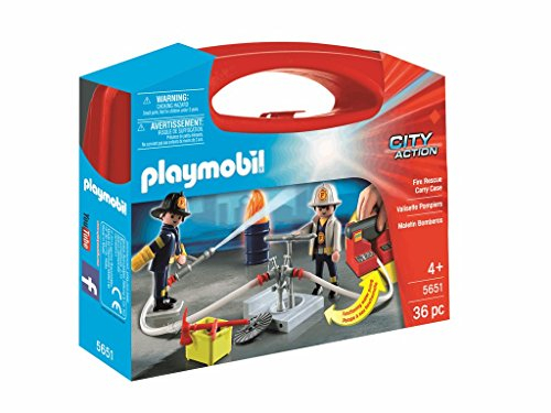 Playmobil 5651 City Action Collectable Large Fire Rescue Carry Case with Functional Water Pump, For Children Ages 4+, Fun Imaginative Role-Play, PlaySets Suitable for Children Ages 4+