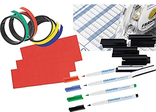 Franken Z-JKP Zubehör für Planungstafeln mit Namensschildern Magnetstreifen Klebeband und 4 Finemarkern