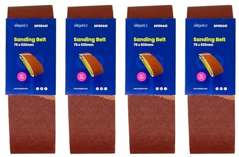 Dapetz ® Sanding Belts 75mm x 533mm Belt Sander 80 Grit Abrasive Aluminum Oxide for Grinding, Sharpening Derusting Wood, Paint, Metal, Plastics Bosch, Black Decker & Makita 20PCS