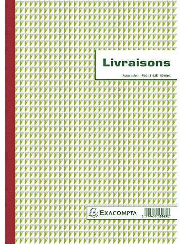 Exacompta - Réf. 13163E - 1 Manifold LIVRAISONS - 50 feuillets numérotés et autocopiants - triplicatas (1 original + 2 copies) - format A4 - fabriqué en France