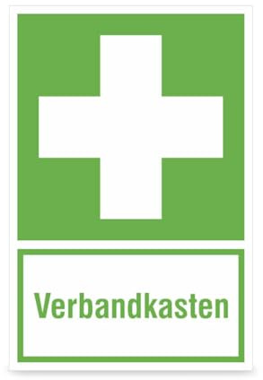 Betriebsausstattung24 Erste-Hilfe-Kombischild Verbandskasten - Aluminium, geprägt - 20,0 x 30,0 cm - DIN EN ISO 7010 - E003 - ASR A1.3