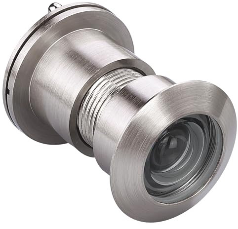 TOGU TG3828YG-SN Türspion aus massivem Messing, UL-gelistet, 220-Grad-Türspion mit robuster Sichtschutzabdeckung für 3,5 cm bis 5,2 cm Türen, satiniertes Nickel-Finish