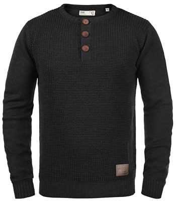 !Solid SDTerrance Homme Pull en Maille Fine Pull avec col Tunisien Mélange de Cotton Regular Fit, Taille:M, Couleur:Black (9000)