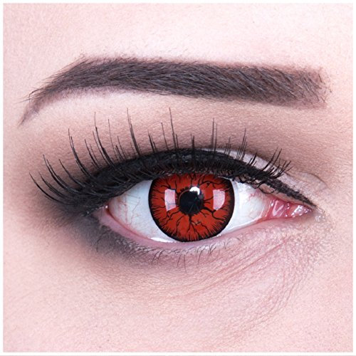 funnylens 1 par de colores rojos Negra äderchen Crazy Metatron vampiro Zombie Año kontaktlinsen. Perfección a Halloween, carnaval, o fasnacht con Gratis Contacto lente recipiente sin grosor.