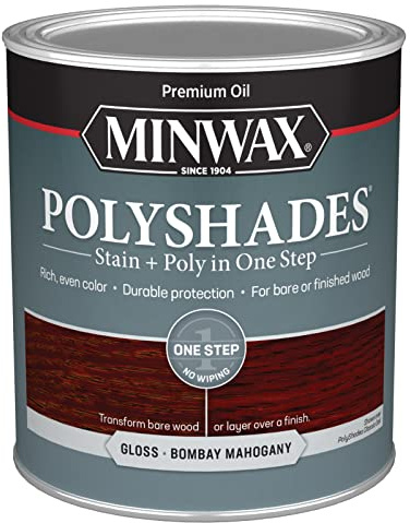 Minwax PolyShades Wood Stain + Polyurethane Finish – Quart, Bombay Mahogany, Gloss