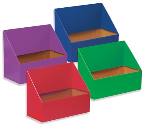 Classroom Keepers Folder Holder Assortment, Assorted Colors, 9-3/4H x 12W x 5-3/4D, 4 Pieces, red, green, blue, and purple