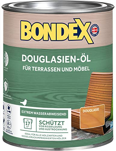 Bondex Douglasien Öl 0,75 L für 17 m² | Extrem wasserabweisend | Schützt vor Rissbildung und Austrocknung | Atmungsaktiv | matt | Holzöl | Holzschutz
