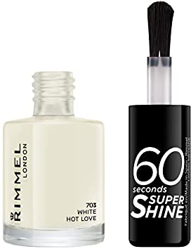 Rimmel London 60 Seconds Super Shine Nail Polish, 703 White Hot Love, 8 ml (Pack of 1)