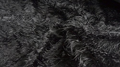 StoffBook schwarz Kunstfell Flokati Pelzstoff, kuscheliges Zottelfell, Teddyfell, Plüschstoff für Dekoration, Nähprojekte, Kuscheltiere, Möbel, Fellimitat, weiches Fell Stoff, c961
