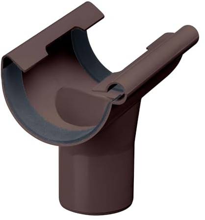 INEFA Ablaufstutzen halbrund NW150/DN100, 150mm/100mm Dunkelbraun PVC | Kunststoff Einhangstutzen Dachrinnenzubehör, einfache Steckmontage, Made in Germany