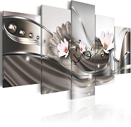 B&D XXL - Quadro su Vetro Acrilico 5 Parti Quadro Moderno Impreso Stampa Immagini Murale Fotografia Decorazione da parete Fiori Orchidea