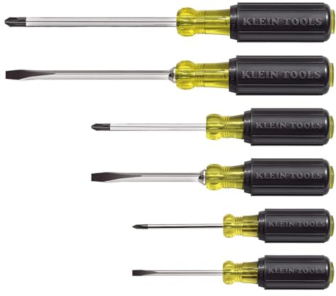 Klein Tools 85074 6-Piece Screwdriver Set, Made in USA, Includes 3 All-Purpose Flathead, 3 Phillips, Cushion-Grip Comfort, Precision Machined Screwdrivers