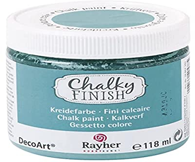 Rayher 38867392 Chalky Finish auf Wasser-Basis, Kreide-Farbe für Shabby-Chic-, Vintage- und Landhaus-Stil-Looks, 118 ml, Ind.türkis
