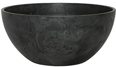 Artstone Pflanzgefäß Pflanzschale Fiona, frostbeständig und leichtgewichtig, Schwarz, 25x12cm