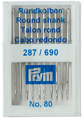 Prym 152284 287(690) -Agujas para máquina de coser (punta redonda, 80 mm), plateado, No. 90