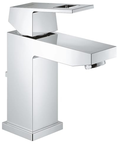 GROHE Eurocube, Waschtischarmatur (mit Zugstangen-Ablauf, Wasserhahn für das Bad, langlebige Oberfläche, einfache Installation), chrom, 2312700E