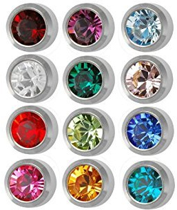 Studex Surgical Steel 4mm Regular Size Ear piercing Earrings studs 12 pair Mixed Colors White Metal