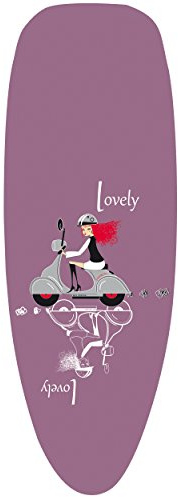 MSV - Copriasse da stiro 100% cotone con lacci - Poliestere - Fantasie assortite - 125 x 43 cm - Fantasia rosa - Adatto a tutti i tipi di tavolo - Superficie antiscivolo
