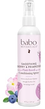 Babo Botanicals Smoothing Berry Conditioning Spray - Detangling & Nourishing - Eliminates Frizz & Prevents Static - Evening Primrose Oil - Non-Aerosol - For all ages - Light Berry Fragrance