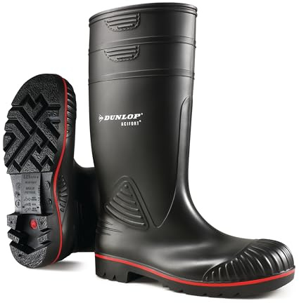 DUNLOP Protective Footwear, A442031, Acifort Heavy Duty Full Safety, Noir/Rouge, Taille 48 EU