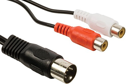 CableStop SHORT 20cm 5 PIN DIN MALE PLUG to TWIN 2x RED & WHITE RCA PHONO FEMALE ADAPTER